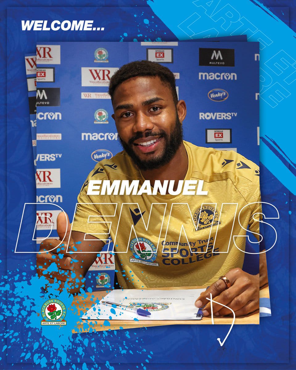 Super Eagle Team striker Emmanuel Dennis and Blackburn Rovers lease borrowed